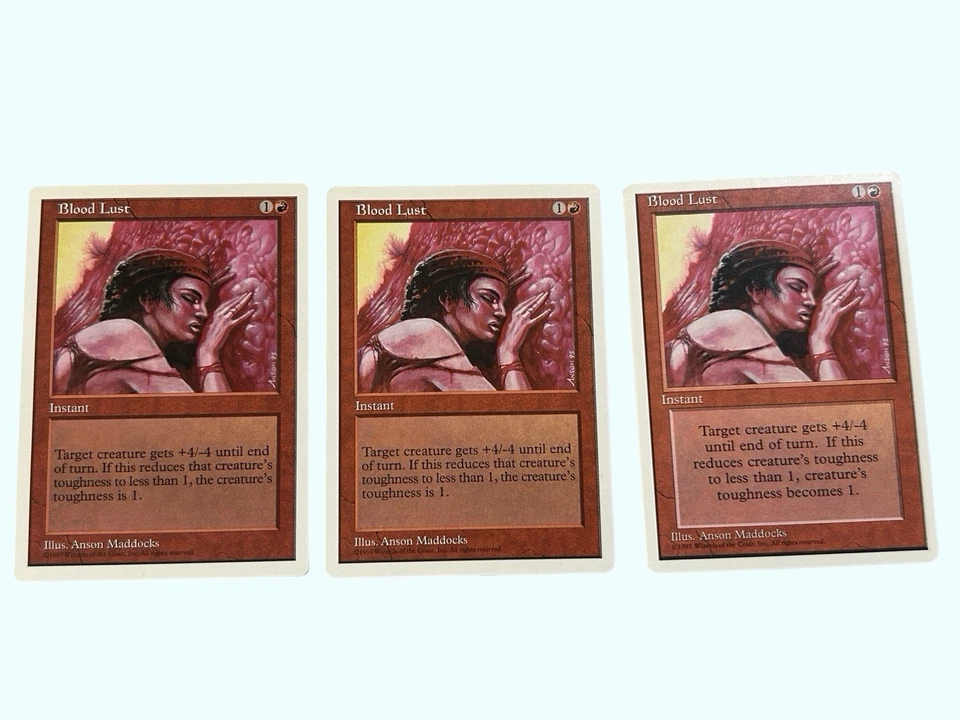 3X Blood Lust, 2X 5th Edition, 1X 4th Edition, NM, Magic the Gathering MTG - Image 1 of 1