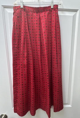 Falda David Brooks Plisada Midi Roja Para Mujer 10/12 Bolsillos Cinturón Lazos EE. UU. Años 80 De Colección Foto 1 de 4