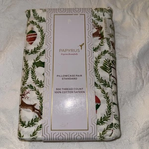 Papiro 2 federe Babbo Natale renna stravagante 100% raso di cotone 300 fili - Foto 1 di 2