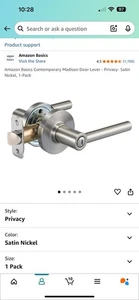 Amazon Basics Contemp Madison Türhebel mit Schloss Privacy Satin Nickel 6 verfügbar - Bild 1 von 5