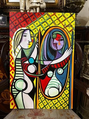 PABLO PICASSO - Increíble pintura al óleo - Lienzo hecho a mano - firmado - Con etiquetas Foto 1 de 4