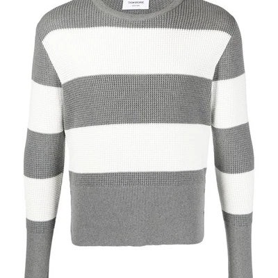 THOM BROWNE: Men's Colour-block Waffle Knit Jumper - 1 - Image 1 of 4
