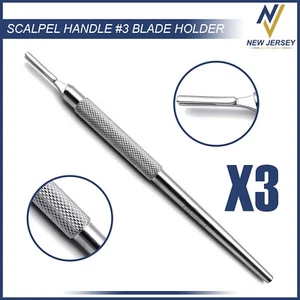Set of 3 Surgical Scalpel Handle Blade Holder #3 with Round Pattern Stainless - Picture 1 of 3