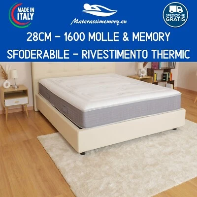 Materasso 1600 Molle Indipendenti e Memory SPRING EVO alto 28 Detraibile - Immagine 1 di 4