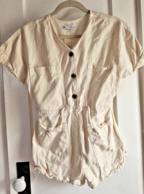 ZARA девочка размер 11-12 сафари большой pockt слоновой кости боди короткие рукава новый без ЯРЛЫКОВ - Изображение 1 из 4