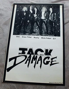 Jack Damage 1992? Póster de concierto GT Doc Staci Rat Rusty Mick Fubar Toronto en muy buen estado - Imagen 1 de 1