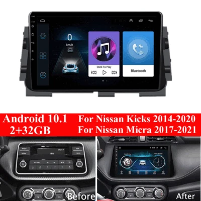 Radio Coche 10.1" Android 10.1 Estéreo GPS 2+32G Para Nissan Micra 17-21 Patadas 14-20 Foto 1 de 4