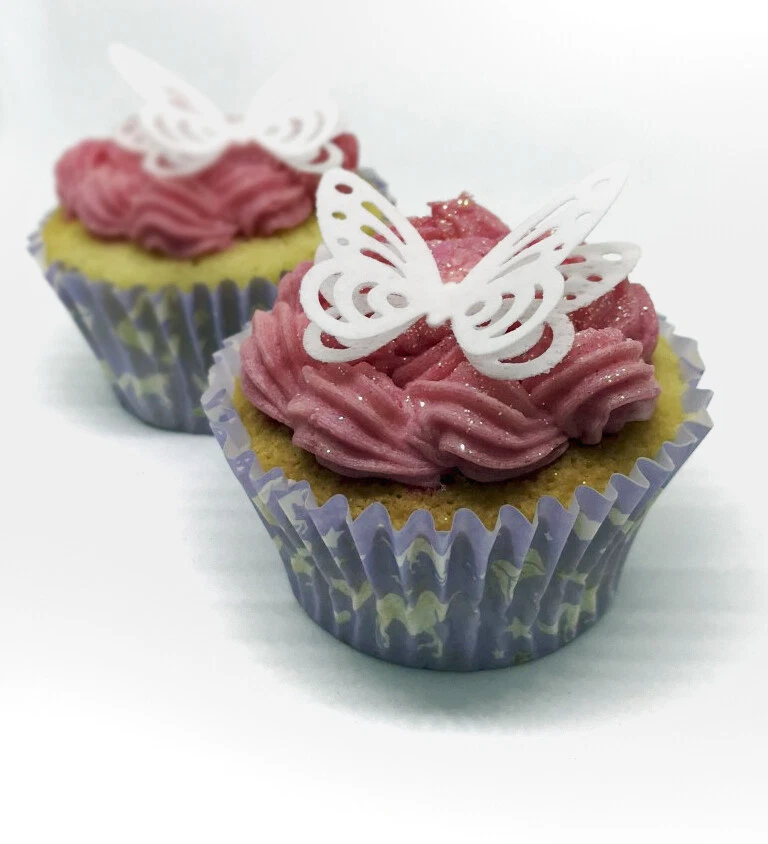 24 adornos para magdalenas de papel comestible blanco 3D precortado pastel mariposa Foto 1 de 1