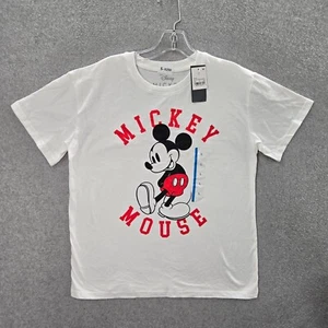 Disney Men Shirt Large White Mickey Mouse Graphic Short Sleeve Crew Neck NWT - Picture 1 of 9
