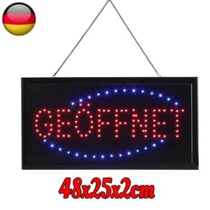 LED Schild GEÖFFNET Open offen Leuchtschild Innen Großschreibung rote & blaue. - Bild 1 von 10