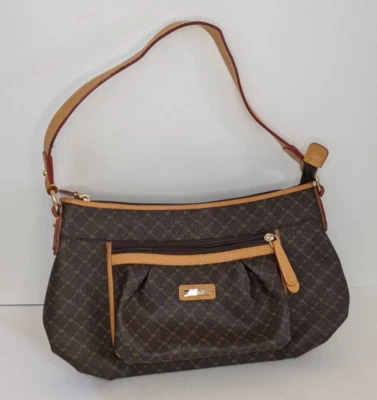 Rioni Signature Handbag-ST20259 The Rue Bag - Leather Canvas & Logo Design - Image 1 of 4