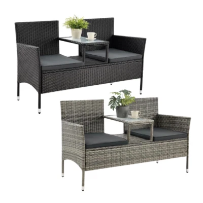 Polyrattan Gartenmöbel Gartenbank Sitzbank mit Tisch Sitzgruppe Balkon Terrasse - Bild 1 von 4