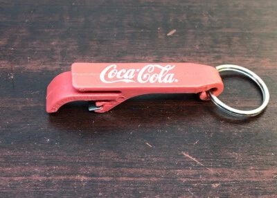 VTG COCA COLA RED BOTTLE TAB CAN OPENER KEY CHAIN SILVER METAL RING - Image 1 of 4