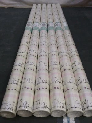 6 rolls Gift wrap baby clothes on line  20sq ft pink beige with pink flowers. - Image 1 of 4