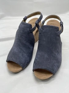 Sandals Life Stride Harlow Wedge Strap On Sz 9M Blue - Picture 1 of 9