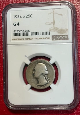 NGC G 4 1932 S WASHINGTON SILVER QUARTER-OLD US COIN-APR311 - Image 1 of 2