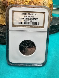 2004-S Clad Michigan Quarter 25c NGC PF 70 Ultra Cameo MA103 - Picture 1 of 2