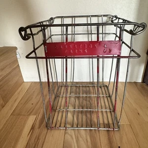 Vtg CARNATION FARMS Metal Milk Crate 13x12x15” 1983 Heavy Duty Steel Container - Picture 1 of 8
