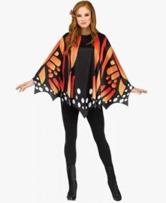 Poncho Mariposa Monarca - Negro/Naranja - Accesorio de Disfraz - Adulto Talla Única Foto 1 de 2