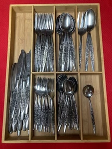 77 Piece ROSEVINE-CARESS by Nasco 18/0 Stainless - 11 Places Plus & Servers - Picture 1 of 6