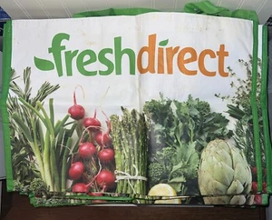 Lot of 25 FRESH DIRECT Grocery Reusable Shopping Tote Bags Green 18x12x12 - Picture 1 of 2