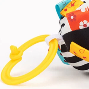 Black White Stroller Toy High Contrast Early Education Baby Plush Rattles Rings - Picture 1 of 19