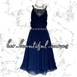 MONSOON PERLEN MARINEBLAU ANLASS PARTY KLEID GRÖSSE 22 - Bild 1 von 7
