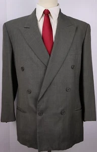 Giorgio Armani Collezioni Gray Check Double Breasted Wool Suit 42 Long 31 30 - Picture 1 of 10