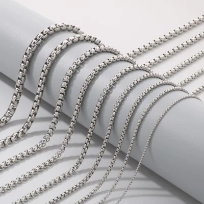 Stainless Steel Chain Necklace 16-36" Smooth Box Rope Silver 2/3/4/5/6/7mm N69 - Image 1 of 4