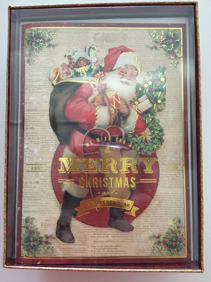 Punch Studio Embellished Holiday Christmas Cards Santa Toys Set 12 - Image 1 of 1