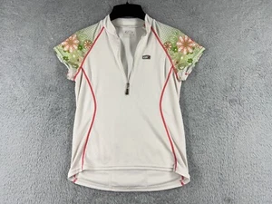 Louis Garneau Cycling Jersey Womens Small White Green Floral 1/2 Zip READ - Picture 1 of 14