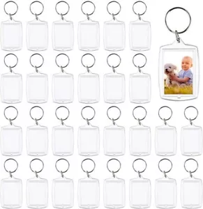 30 PCS Photo Insert Keychains, Acrylic Clear Blank Keyrings Picture Frame Key... - Picture 1 of 6