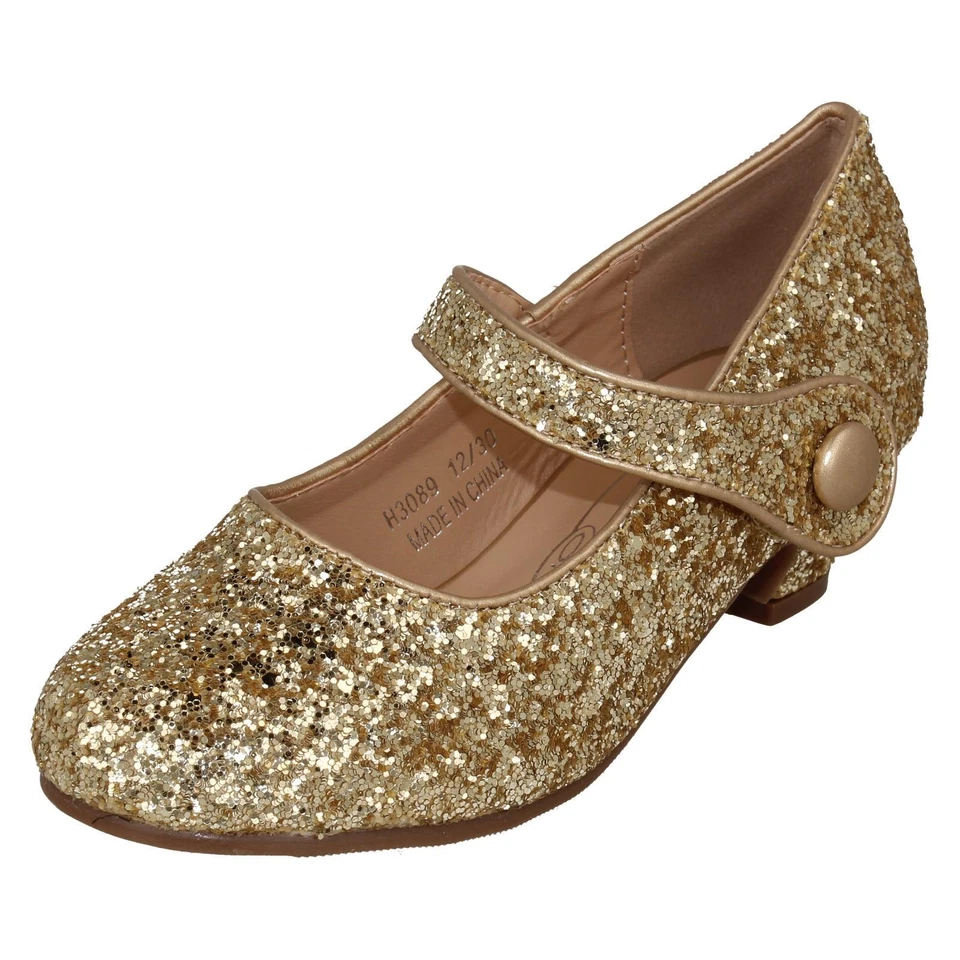 Niña Spot On H3R089 Tacón Bajo Tira en Tobillo Zapatos Fiesta - Imagen 1 de 1