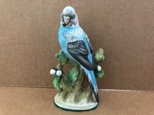Vintage LEFTON CHINA Parakeet Figurine on Branch Acorns KW464 Hand Painted - Picture 1 of 8