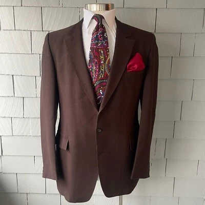 70s Vintage Enrico Dante Brown Slub Weave Mens Single Breast Suit Jacket Size 42 - Image 1 of 4