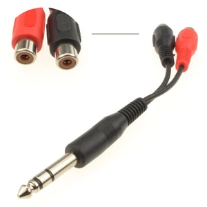 Conector estéreo de 6,35 mm a 2 x enchufes de fono RCA cable adaptador 10 cm - Imagen 1 de 6