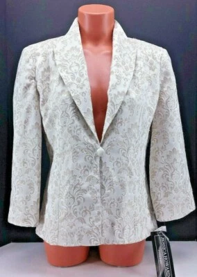 Blusa de terno Jessica Howard noite, senhoras dois tons bege Seguin, frisada.  Tamanho 10 - Imagem 1 de 4