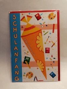 Glückwunsch Schulanfang Karte mit Umschlag Einschulung Karte Gastgeschenk Tüte - Bild 1 von 1