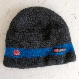 Sherpa Mens Gray Black 100% Wool Hand Knitted Renzing Beanie Winter Hat - Picture 1 of 8