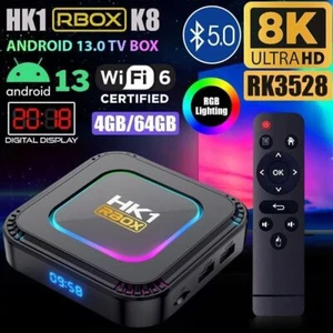 Smart WiFi6 BT 5.0 TV BOX HK1 K8 RK3528 Android 13.0 UHD Media Stream Player US - Picture 1 of 14