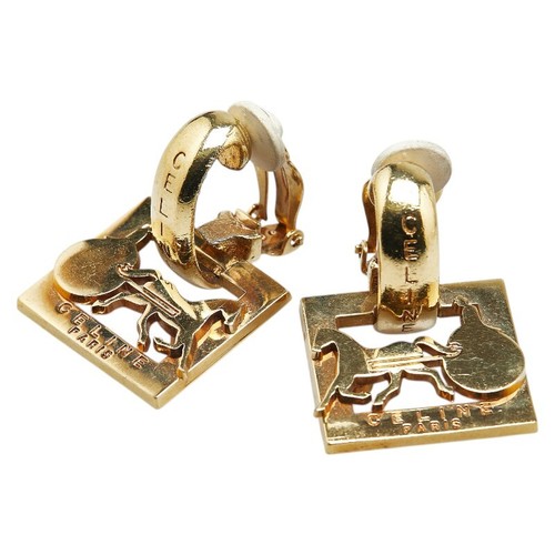 Orecchini Celine donna gioielli carrozza placcati oro usati edizione limitata VHTF rari