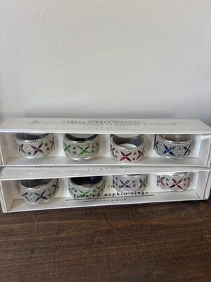 Pier 1 блестящий драгоценности салфетки кольца новый в коробке набор из 8 - Изображение 1 из 3