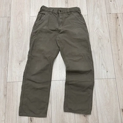 Pantalones Carpintero Carhartt Workwear Hombres 32 X 32 Verde Oliva Calce Relajado Envejecido Foto 1 de 4