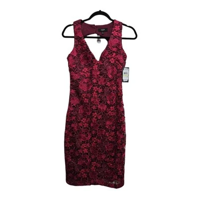 GUESS Dress Open Back Sleeveless Red Floral Lace Embroidered Size 4 NWT - Image 1 of 4