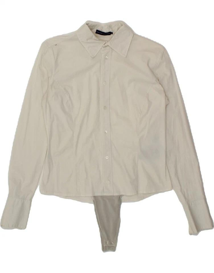 Camisa body Ralph Lauren para mujer Reino Unido 12 mediana blanca algodón AD19 Foto 1 de 3