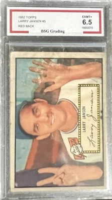 1952 Topps Set Break ##5 Larry Jansen (Red Back) - BSG Grading 6.5  (EX-MT+) - Image 1 of 2