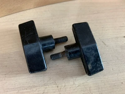 Lot of 2x LUDWIG 80s Vtg Black Plastic WING BOLT Screw Mount Stand Parts 1/4-28 - Image 1 of 4