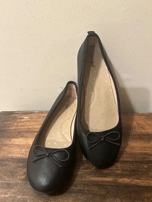 Plantillas planas de ballet negras Cat & Jack a lunares y acento de moño para niñas - talla 2 Foto 1 de 4