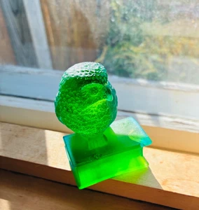 De colección DAUM FRANCE BÚHO Verde Cristal Esmerilado FIRMADO Auténtico #'ered Dos Defectos - Imagen 1 de 9