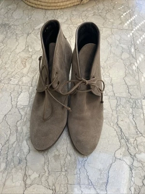 Stuart Weitzman Womens Taupe Kalahari Lace Up Wedge Suede Ankle Boots Size 10 - Image 1 of 4